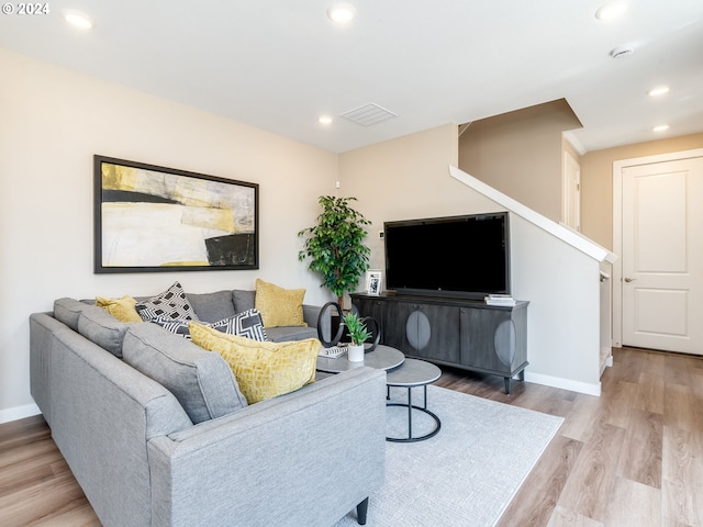 living room featuring light hardwood / wood-style flooring