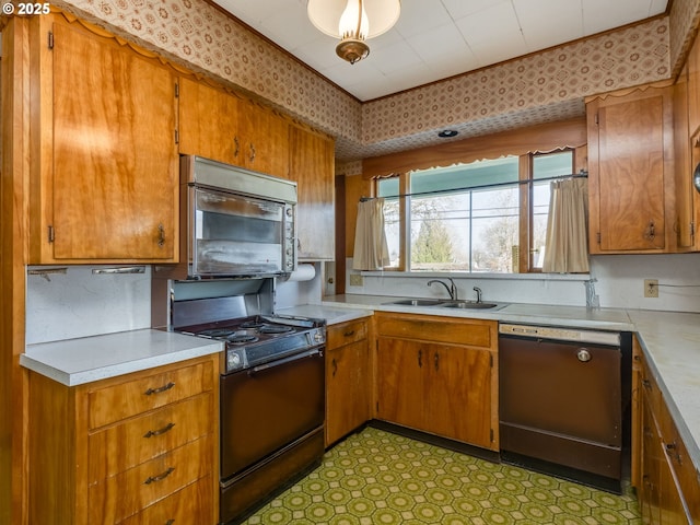 kitchen with black appliances and sink