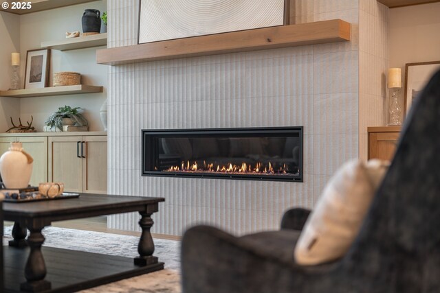 1669 NW Goodwin St, Camas, WA 98607 - detailed view of a glass covered fireplace and carpet floors