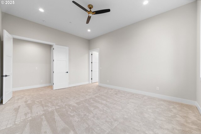 1669 NW Goodwin St, Camas, WA 98607 - unfurnished bedroom featuring light colored carpet, recessed lighting, baseboards, and a ceiling fan