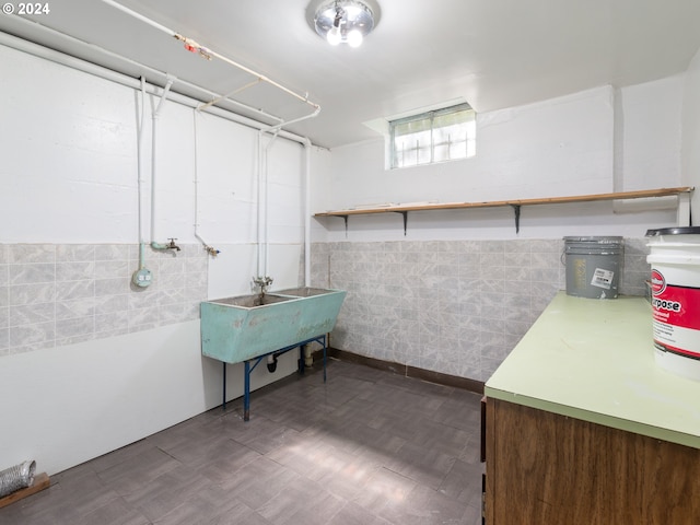 basement featuring sink