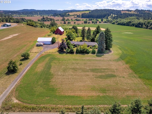 birds eye view of property featuring a rural view