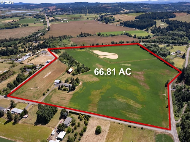 aerial view featuring a rural view