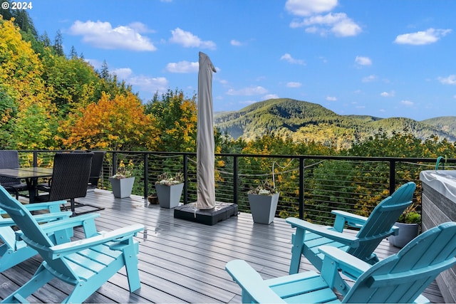 deck featuring a mountain view