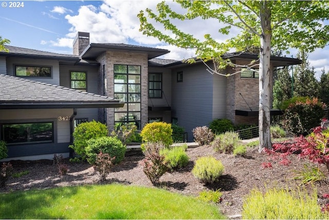 view of prairie-style home