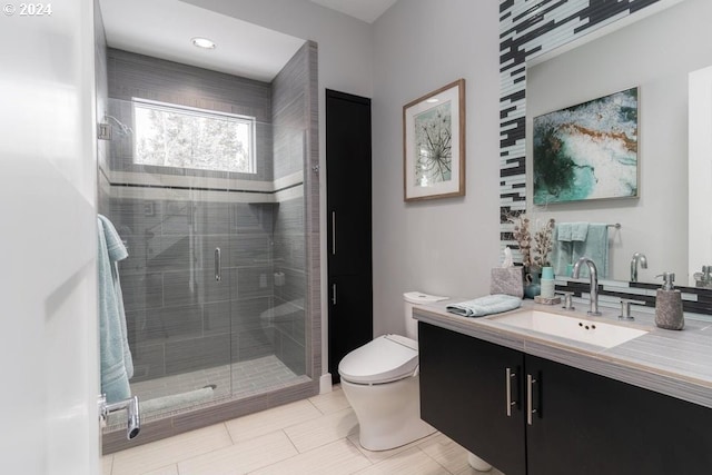 3425 NW Fairway Heights Dr, Bend, OR 97703 - full bathroom featuring toilet, a shower stall, and vanity