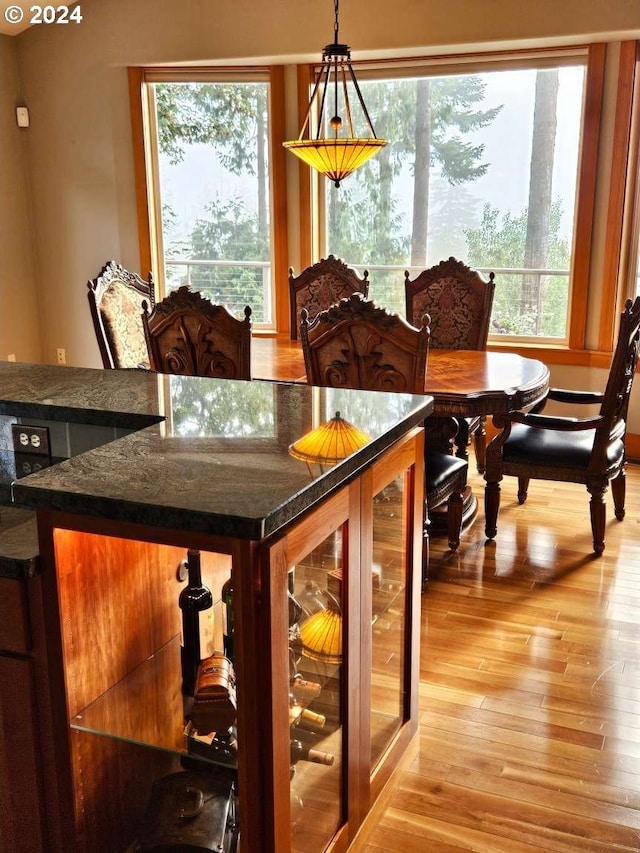 dining room featuring a wealth of natural light and light hardwood / wood-style floors