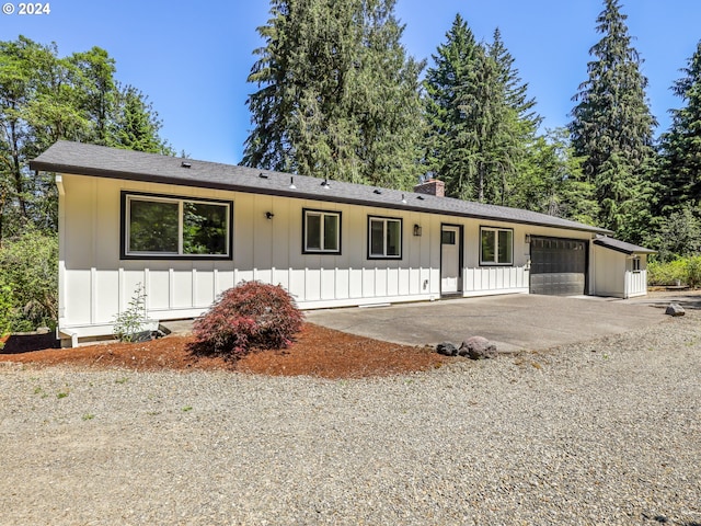 ranch-style home featuring a garage