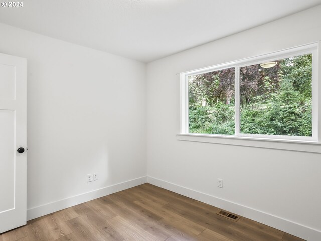 spare room with wood-type flooring