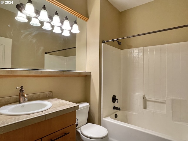 full bathroom with vanity, shower / bathing tub combination, and toilet