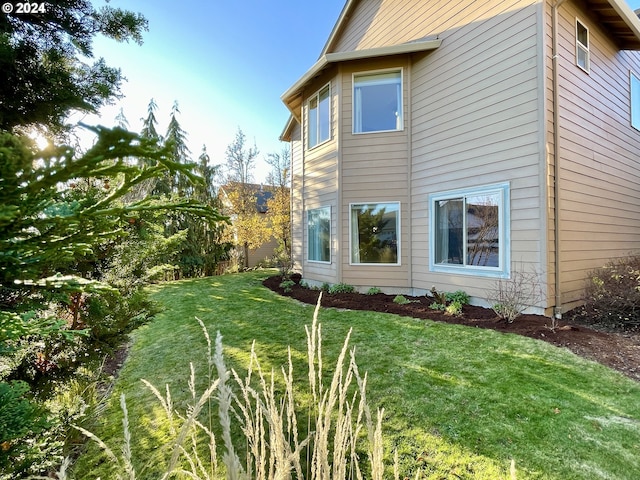 view of home's exterior featuring a yard