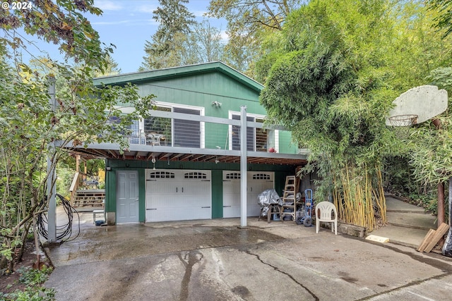 exterior space with a garage