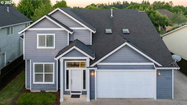 view of front of house with a garage