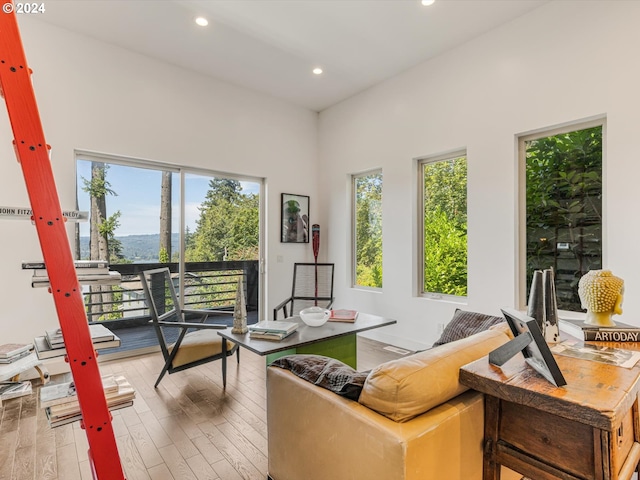 interior space featuring recessed lighting and light wood-style floors