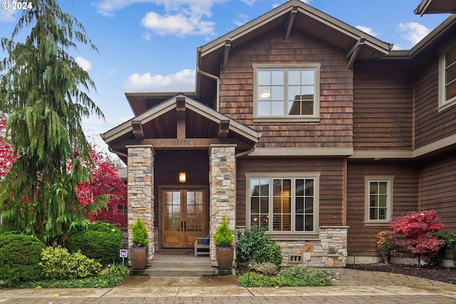 exterior space featuring french doors