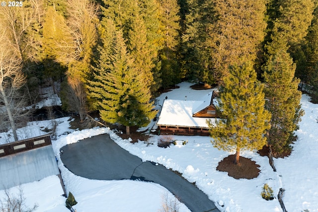 96 Mount Adams Rd, Trout Lake, WA 98650 - snowy aerial view with a view of trees