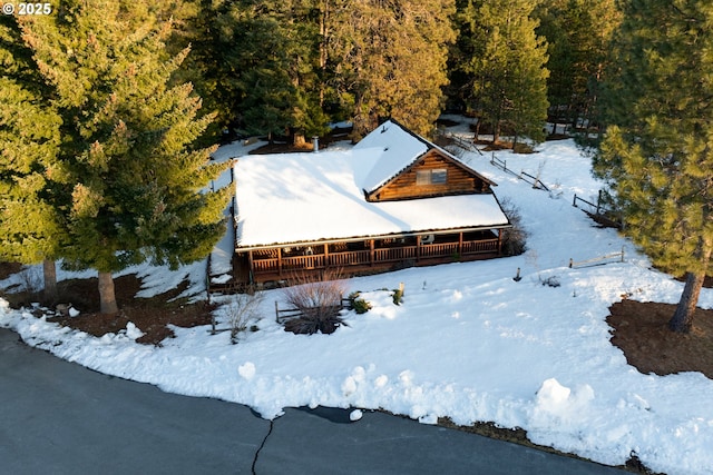 96 Mount Adams Rd, Trout Lake, WA 98650 - snowy aerial view with a wooded view