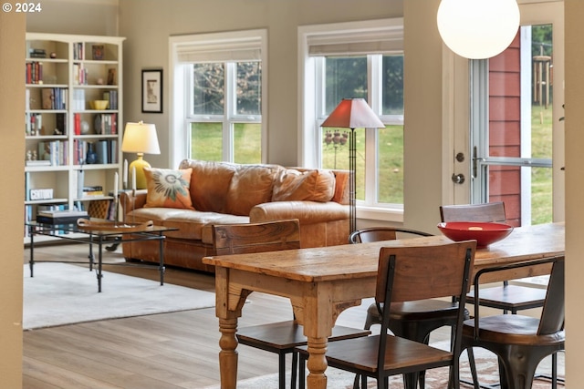 living area featuring light wood-type flooring