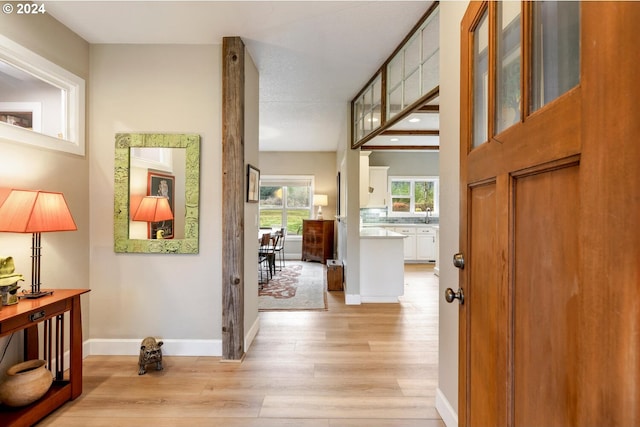 hall featuring light hardwood / wood-style flooring