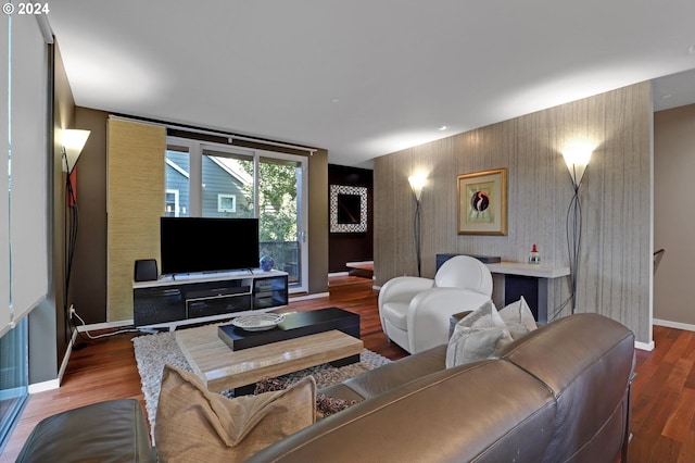 living room with hardwood / wood-style flooring