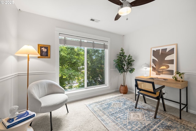 2834 SE Franklin St, Portland, OR 97202 - office area featuring carpet flooring and ceiling fan