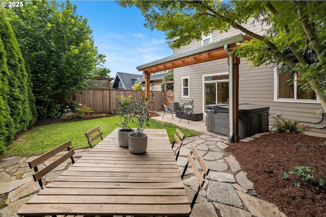 2834 SE Franklin St, Portland, OR 97202 - deck featuring a hot tub and a patio