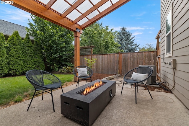 2834 SE Franklin St, Portland, OR 97202 - view of patio / terrace with an outdoor fire pit and a pergola