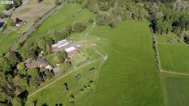 drone / aerial view with a rural view