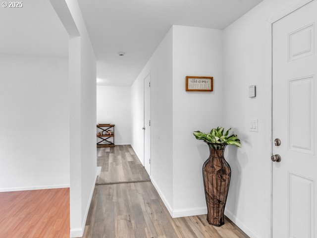 hall featuring light hardwood / wood-style flooring