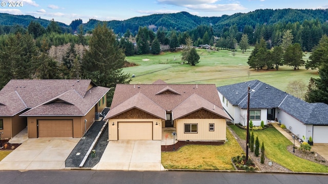 bird's eye view with a mountain view