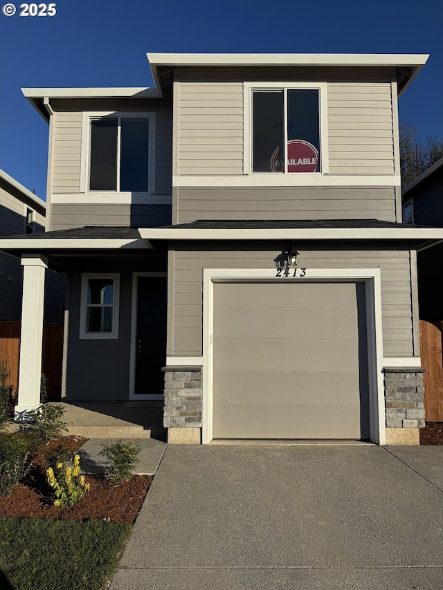 view of front of house featuring a garage