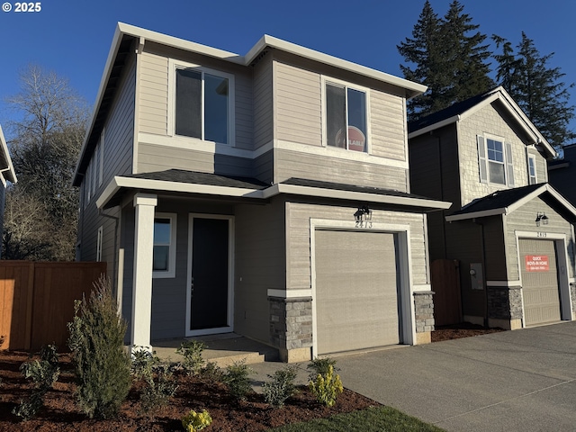 view of front of home featuring a garage