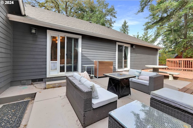 exterior space featuring an outdoor living space