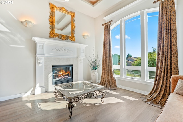 sitting room featuring light hardwood / wood-style floors