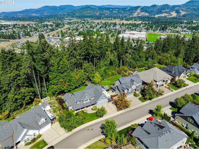 aerial view with a residential view and a mountain view