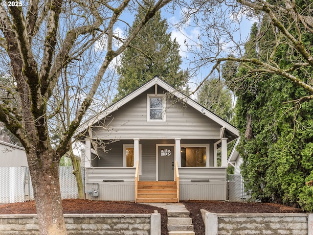 bungalow-style house featuring a porch