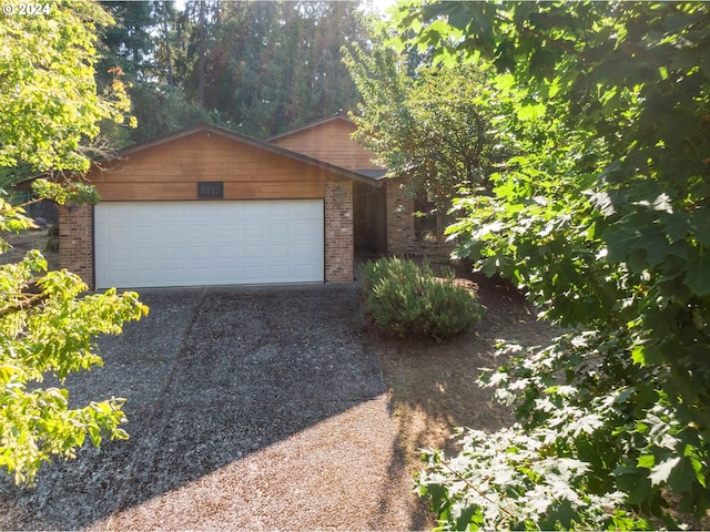 exterior space with a garage