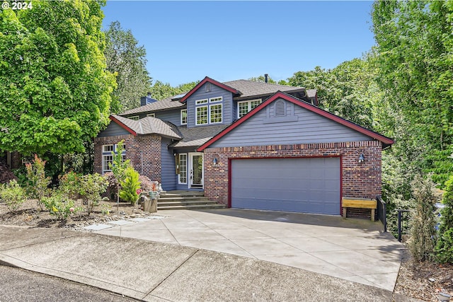 front facade with a garage