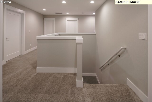 staircase with carpet floors