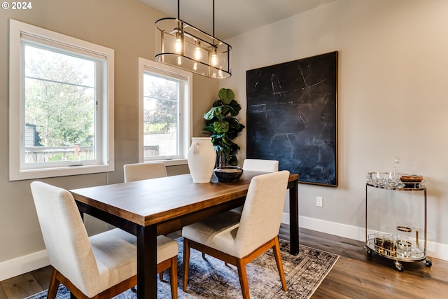 dining space featuring hardwood / wood-style flooring