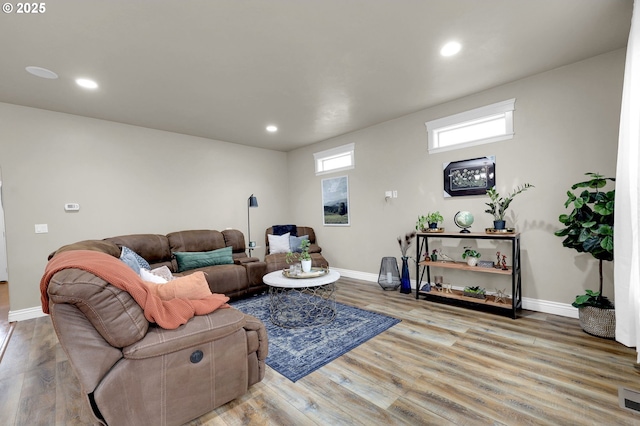 living room featuring light hardwood / wood-style floors