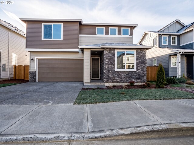 craftsman inspired home with a garage