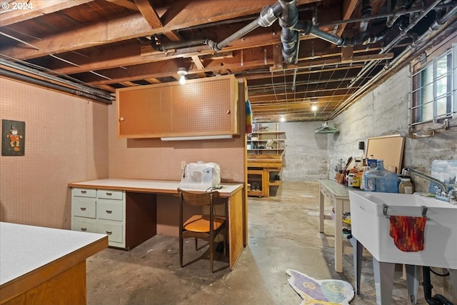 basement with sink