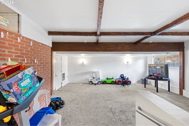 2051 N Park Ave, Eugene, OR 97404 - playroom featuring carpet floors and beamed ceiling