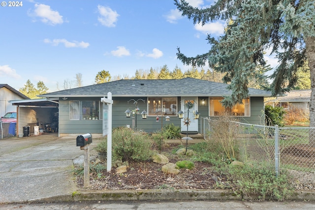 ranch-style home featuring a carport