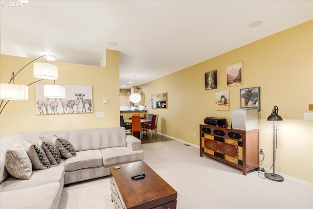 living room featuring carpet