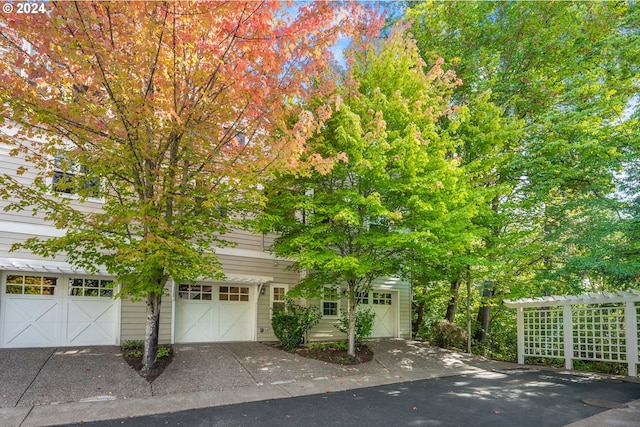 obstructed view of property featuring a garage