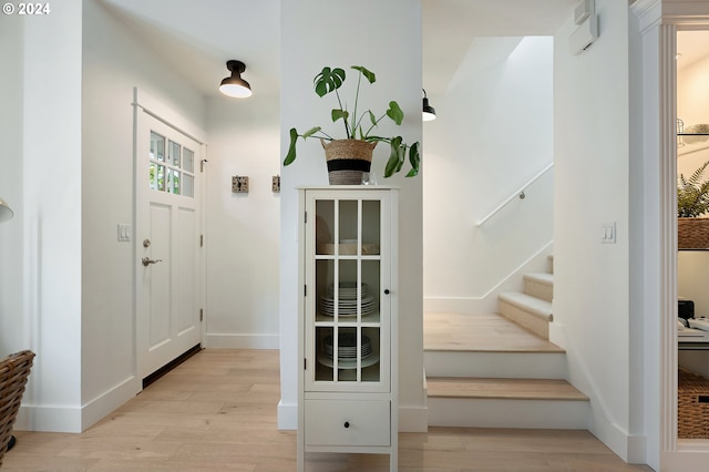 entrance foyer with light hardwood / wood-style flooring