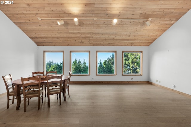 79274 Ray Brown Rd, Arch Cape, OR 97102 - unfurnished dining area with wood-type flooring, wooden ceiling, and lofted ceiling