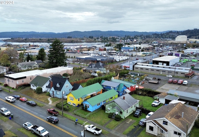 drone / aerial view with a mountain view